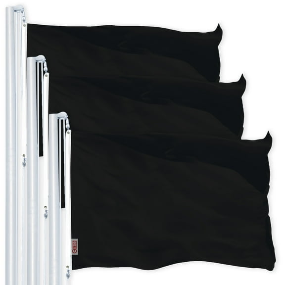 G128 3 Pack: Solid Black Color Flag | 4x6 Ft | LiteWeave Pro Series Printed 150D Polyester | Indoor/Outdoor, Vibrant Colors, Brass Grommets