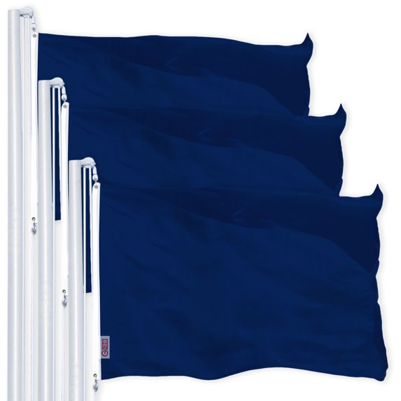 G128 3 Pack: Solid Blue Color Flag | 2x3 Ft | LiteWeave Pro Series Printed 150D Polyester | Indoor/Outdoor, Vibrant Colors, Brass Grommets, Thicker and More Durable Than 100D 75D Polyester