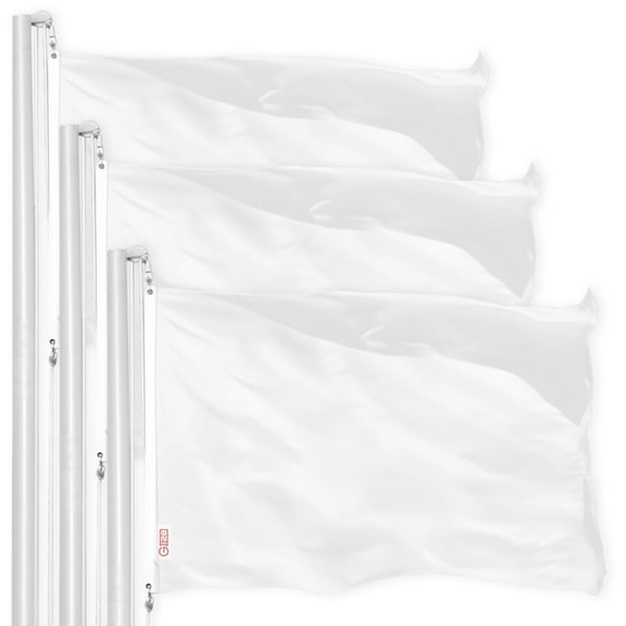 G128 3 Pack: Solid White Color Flag | 2.5x4 Ft | LiteWeave Pro Series Printed 150D Polyester | Indoor/Outdoor, Vibrant Colors, Brass Grommets, Thicker and More Durable Than 100D 75D Polyester