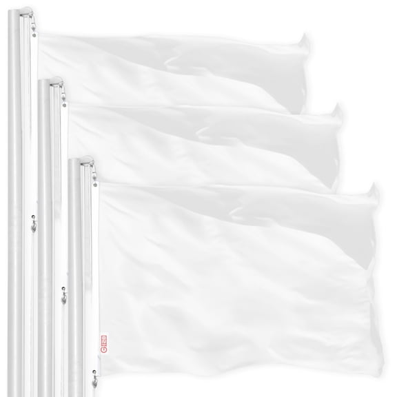 G128 3 Pack: Solid White Color Flag | 4x6 Ft | LiteWeave Pro Series Printed 150D Polyester | Indoor/Outdoor, Vibrant Colors, Brass Grommets