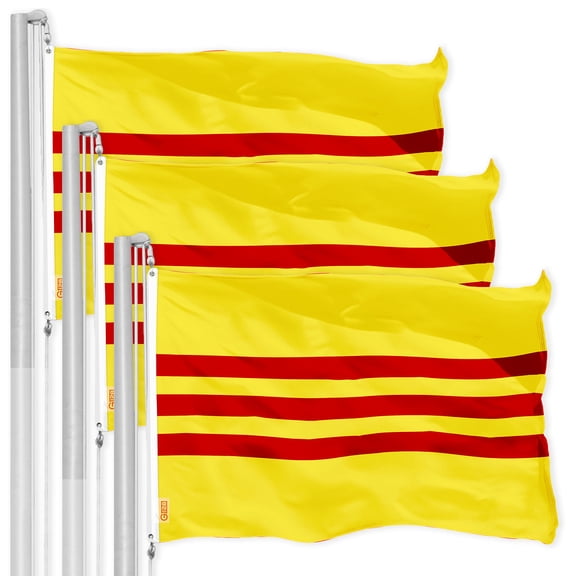G128 3 Pack: South Vietnam South Vietnamese Flag | 3x5 Ft | LiteWeave Pro Series Printed 150D Polyester | Historical Flag, Vibrant Colors, Brass Grommets, Thicker and More Durable Than 100D 75D Poly