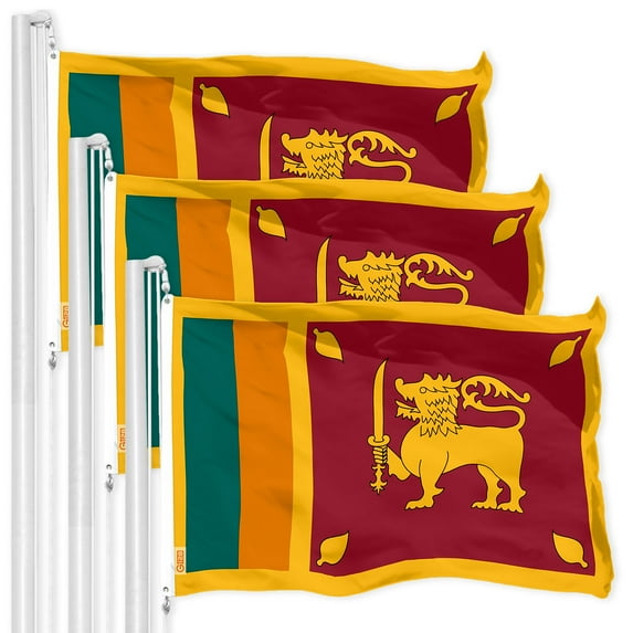 G128 3 Pack: Sri Lanka Sri Lankan Flag | 3x5 Ft | LiteWeave Pro Series Printed 150D Polyester | Country Flag, Vibrant Colors, Brass Grommets, Thicker and More Durable Than 100D 75D Polyester