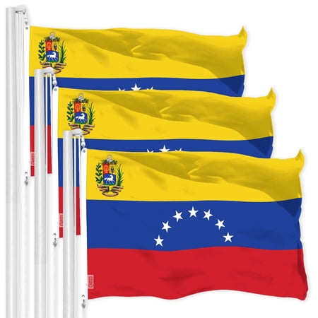 G128 3 Pack: Venezuela 7 Stars Flag | 3x5 Ft | LiteWeave Pro Series Printed 150D Polyester | Country Flag, Indoor/Outdoor, Vibrant Colors, Brass Grommets