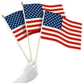 thumbnail image 1 of G128 30 Pack Handheld American USA Stick Flags | 12x18 In | Printed 150D Polyester, Country Flag, Solid Wooden Stick, Spear Gold Tip, Great for Patriotic Decorations, 1 of 10