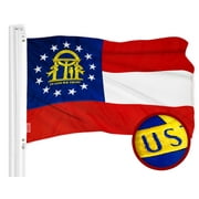 G128 – 3x5 feet, Georgia State Flag | Embroidered 210D – Indoor/Outdoor, Vibrant Colors, Brass Grommets, Quality Polyester