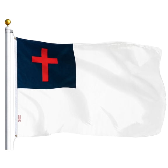 G128-3x5 ft Christian Flag Printed Religious Cross Christianity Banner Church Pennant Polyester