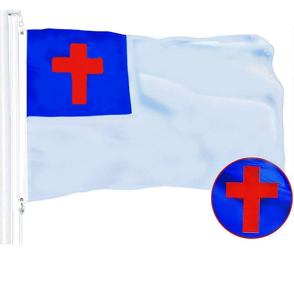 G128-3x5 ft Embroidered Christian Religious Flag for Outdoor, Vibrant Colors with Grommets Polyester