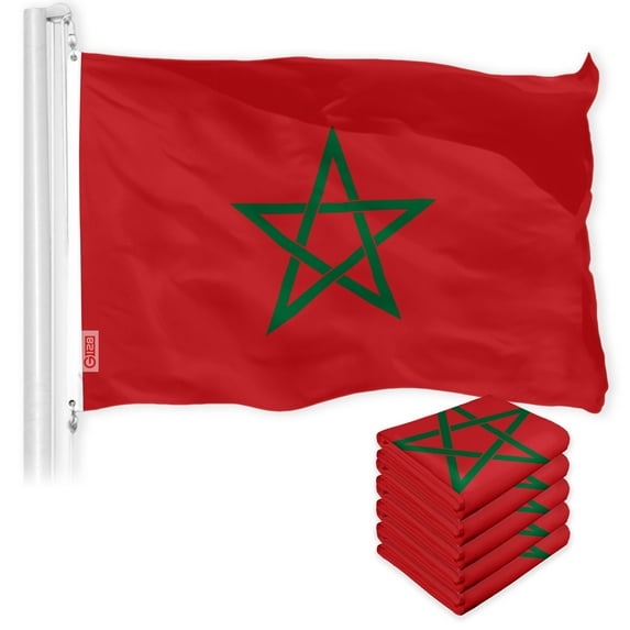 G128 5 PACK: Morocco Moroccan Flag 3x5FT 150D Printed Polyester
