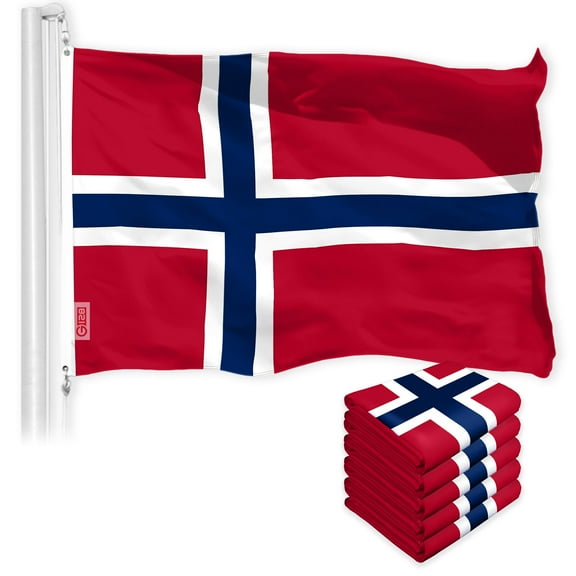 G128 5 PACK: Norway Norwegian Flag 3x5FT 150D Printed Polyester