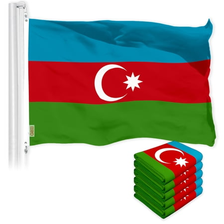 G128 5 Pack: Azerbaijan Azerbaijanis Azeris Flag | 3x5 Ft | LiteWeave Pro Series Printed 150D Polyester | Country Flag, Vibrant Colors, Brass Grommets, Thicker and More Durable Than 100D 75D Polyester