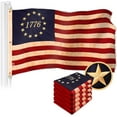 thumbnail image 1 of G128 5 Pack: Betsy Ross 1776 Tea-Stained Flag | 6x10 Ft | ToughWeave Pro Series Embroidered 420D Polyester | Historical Flag, Embroidered Design, Indoor/Outdoor, Brass Grommets, High Quality, 1 of 9