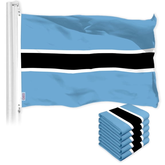G128 5 Pack: Botswana Batswana Flag | 3x5 Ft | LiteWeave Pro Series Printed 150D Polyester | Country Flag, Indoor/Outdoor, Vibrant Colors, Brass Grommets