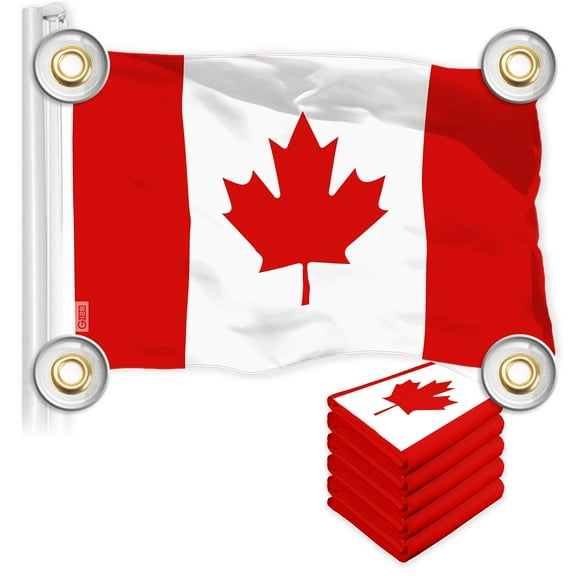 G128 5 Pack: Canada Canadian Flag | 3x5 Ft | LiteWeave Pro Series Printed 150D Polyester, 4 Corner Brass Grommets | Country Flag, Vibrant Colors, Perfect For Balcony, More Durable Than 100D 75D Poly