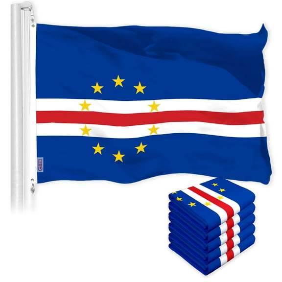 G128 5 Pack: Cape Verde Cape Verdean Flag | 3x5 Ft | LiteWeave Pro Series Printed 150D Polyester | Country Flag, Indoor/Outdoor, Vibrant Colors, Brass Grommets
