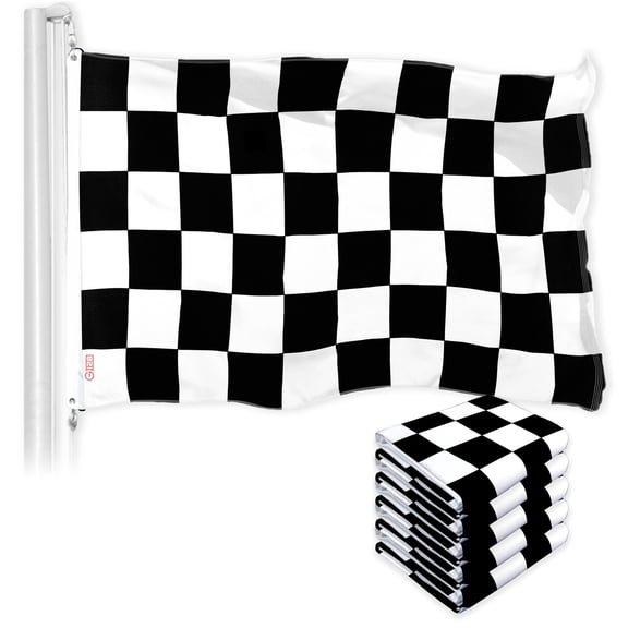 G128 5 Pack: Checkered Flag | 3x5 Ft | LiteWeave Pro Series Printed 150D Polyester | Indoor/Outdoor, Vibrant Colors, Brass Grommets, Thicker and More Durable Than 100D 75D Polyester