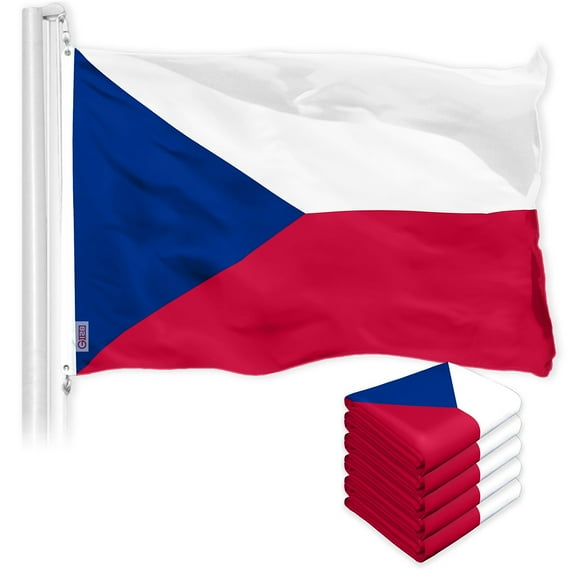 G128 5 Pack: Czech Republic Czech Flag | 3x5 Ft | Printed 150D Polyester - Indoor/Outdoor, Vibrant Colors, Brass Grommets, Quality Polyester, Much Thicker More Durable Than 100D 75D Polyester