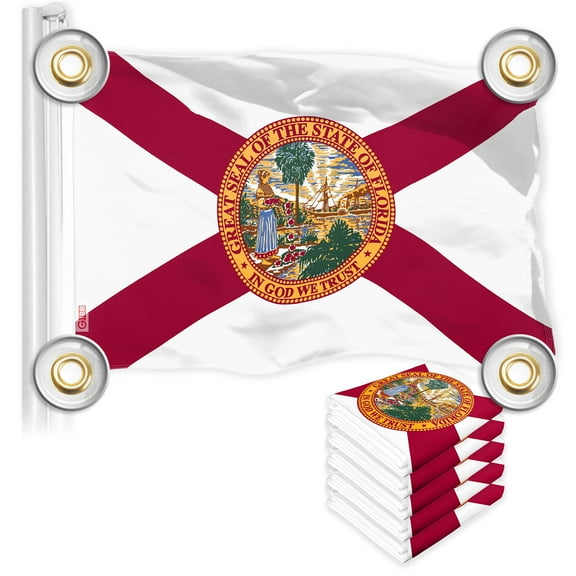 G128 5 Pack: Florida FL State Flag | 3x5 Ft | LiteWeave Pro Series Printed 150D Polyester, 4 Corner Brass Grommets | Vibrant Colors, Perfect For Balcony, More Durable Than 100D 75D Polyester