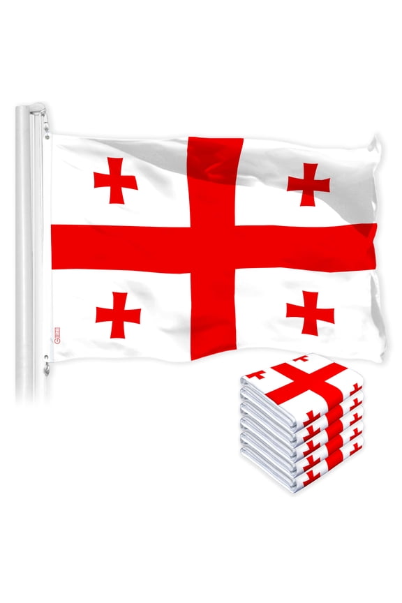 5 Pack: Georgia Georgian Flag | 3x5 Ft | LiteWeave Pro Series Printed 150D Polyester | Country Flag, Indoor/Outdoor, Vibrant Colors, Brass Grommets