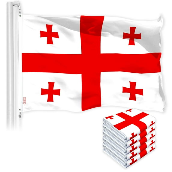 G128 5 Pack: Georgia Georgian Flag | 3x5 Ft | LiteWeave Pro Series Printed 150D Polyester | Country Flag, Indoor/Outdoor, Vibrant Colors, Brass Grommets
