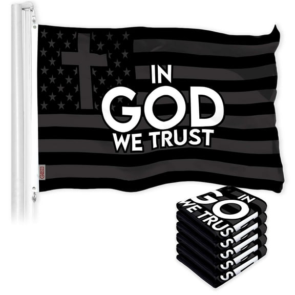 G128 5 Pack: In God We Trust Patriotic Flag | 3x5 Ft | LiteWeave Pro Series Printed 300D Polyester | Bible Verses Flag, Indoor/Outdoor, Vibrant Colors, Brass Grommets