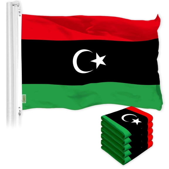 G128 5 Pack: Libya Libyan Flag | 3x5 Ft | LiteWeave Pro Series Printed 150D Polyester | Country Flag, Indoor/Outdoor, Vibrant Colors, Brass Grommets
