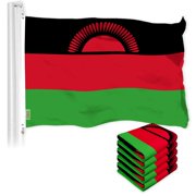 G128 5 Pack Malawi Flag | 3x5 Ft | LiteWeave Pro Series Printed 150D Polyester | Country Flag, Indoor/Outdoor, Vibrant Colors, Brass Grommets