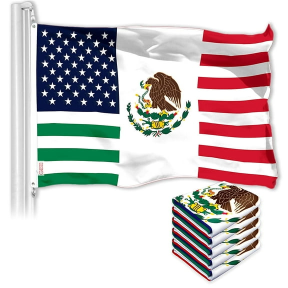 G128 5 Pack: Mexico USA Friendship Flag | 3x5 Ft | LiteWeave Pro Series Printed 150D Polyester | Specialty Flag, Vibrant Colors, Brass Grommets, Thicker and More Durable Than 100D 75D Polyester