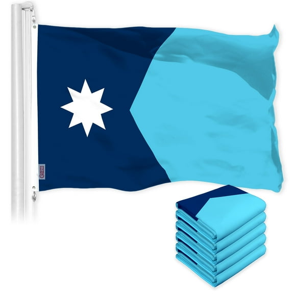 G128 5 Pack: Minnesota New Version MN State Flag | 3x5 Ft | LiteWeave Pro Series Printed 150D Polyester | Indoor/Outdoor, Vibrant Colors, Brass Grommets