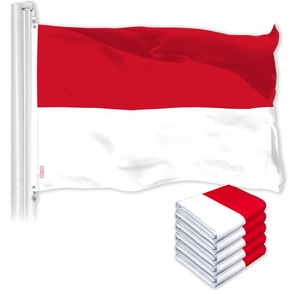G128 5 Pack: Monaco Mongasque Flag | 3x5 Ft | LiteWeave Pro Series Printed 150D Polyester | Country Flag, Indoor/Outdoor, Vibrant Colors, Brass Grommets