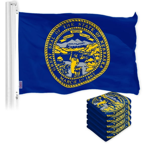 G128 5 Pack: Nebraska NE State Flag | 3x5 Ft | LiteWeave Pro Series Printed 150D Polyester | Indoor/Outdoor, Vibrant Colors, Brass Grommets, Thicker and More Durable Than 100D 75D Polyester