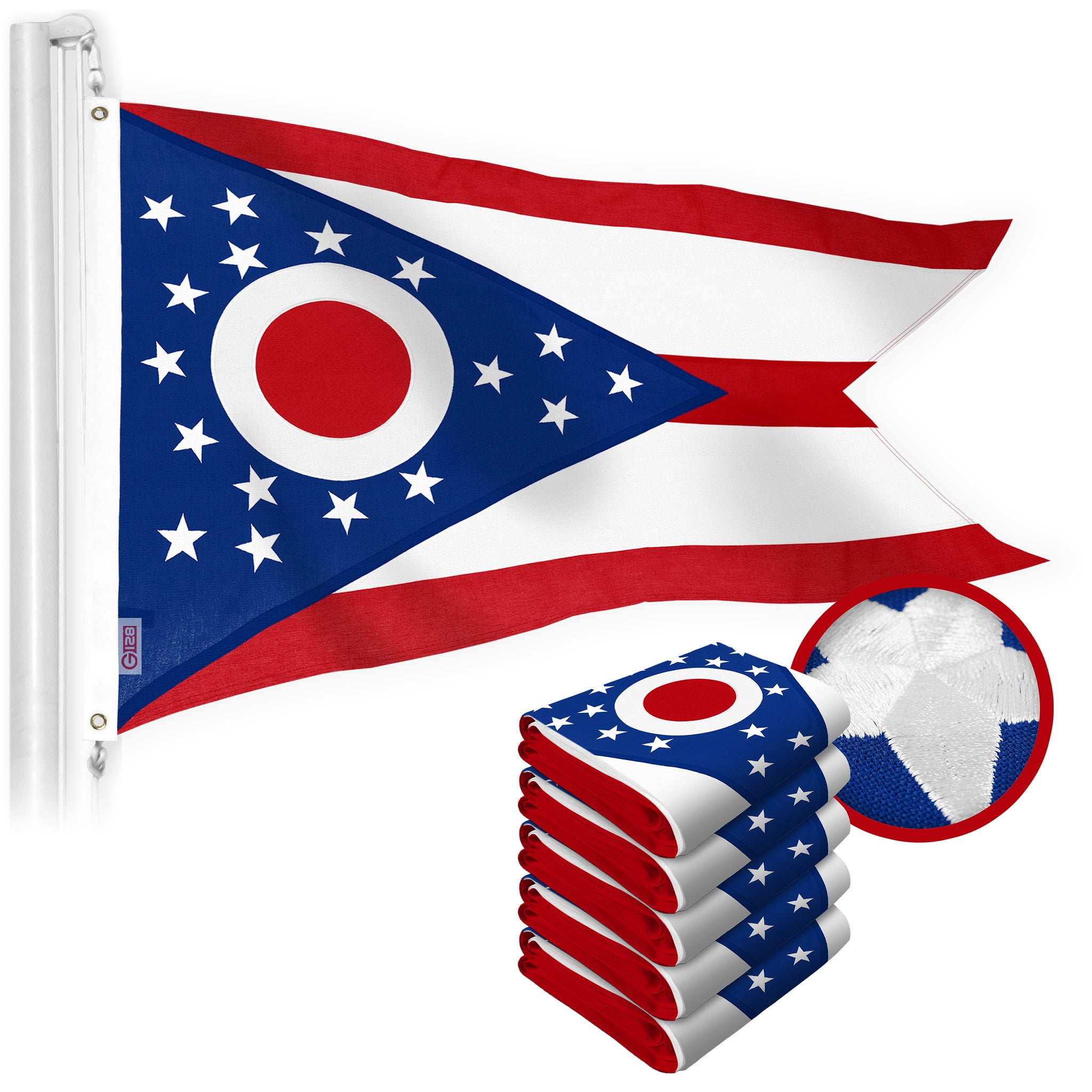 G128 5 Pack: Ohio OH State Flag | 1x1.5 Ft | StormFlyer Series ...