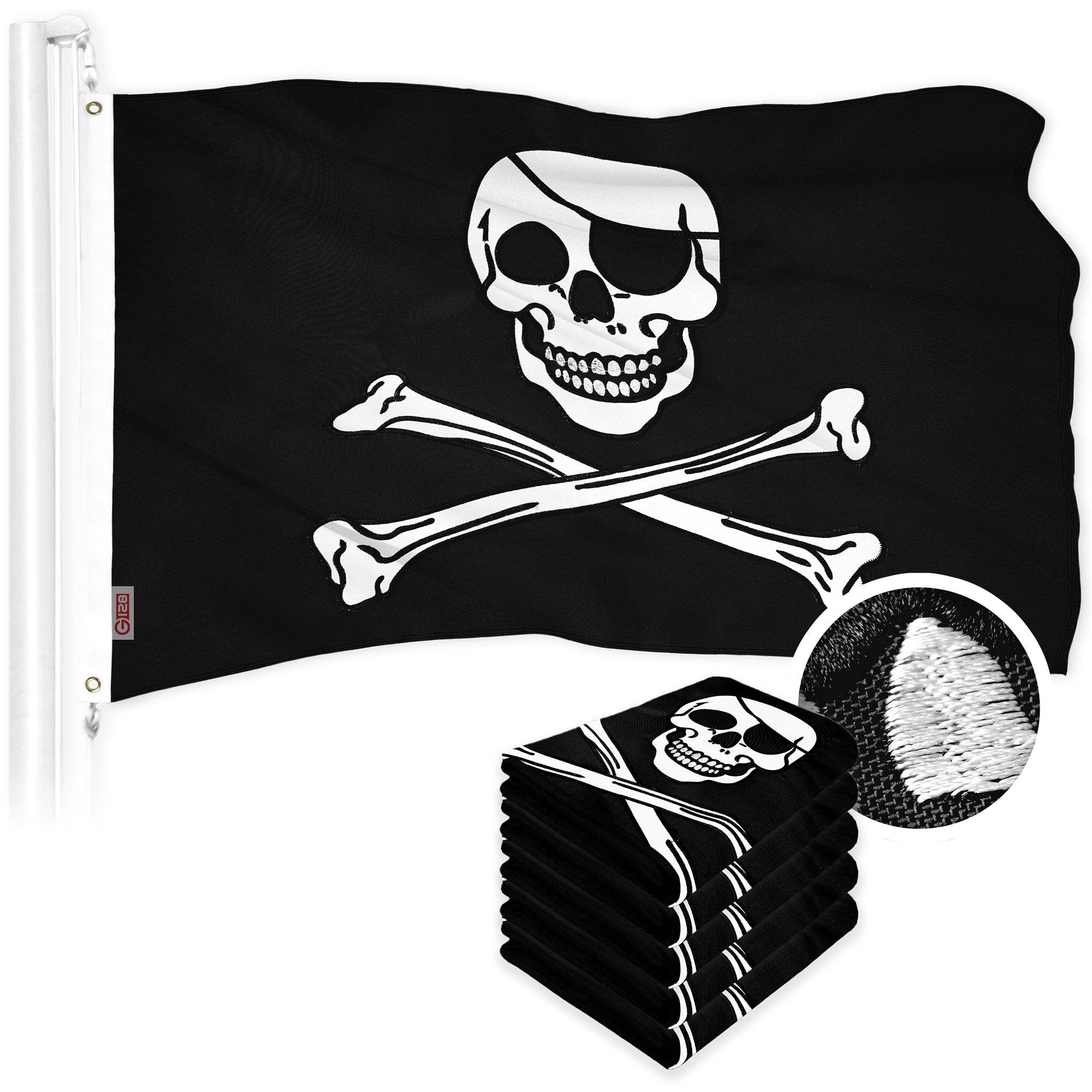 Large Flag Jolly Roger Pirate Skull And Crossbones Party Flag - Foto 7