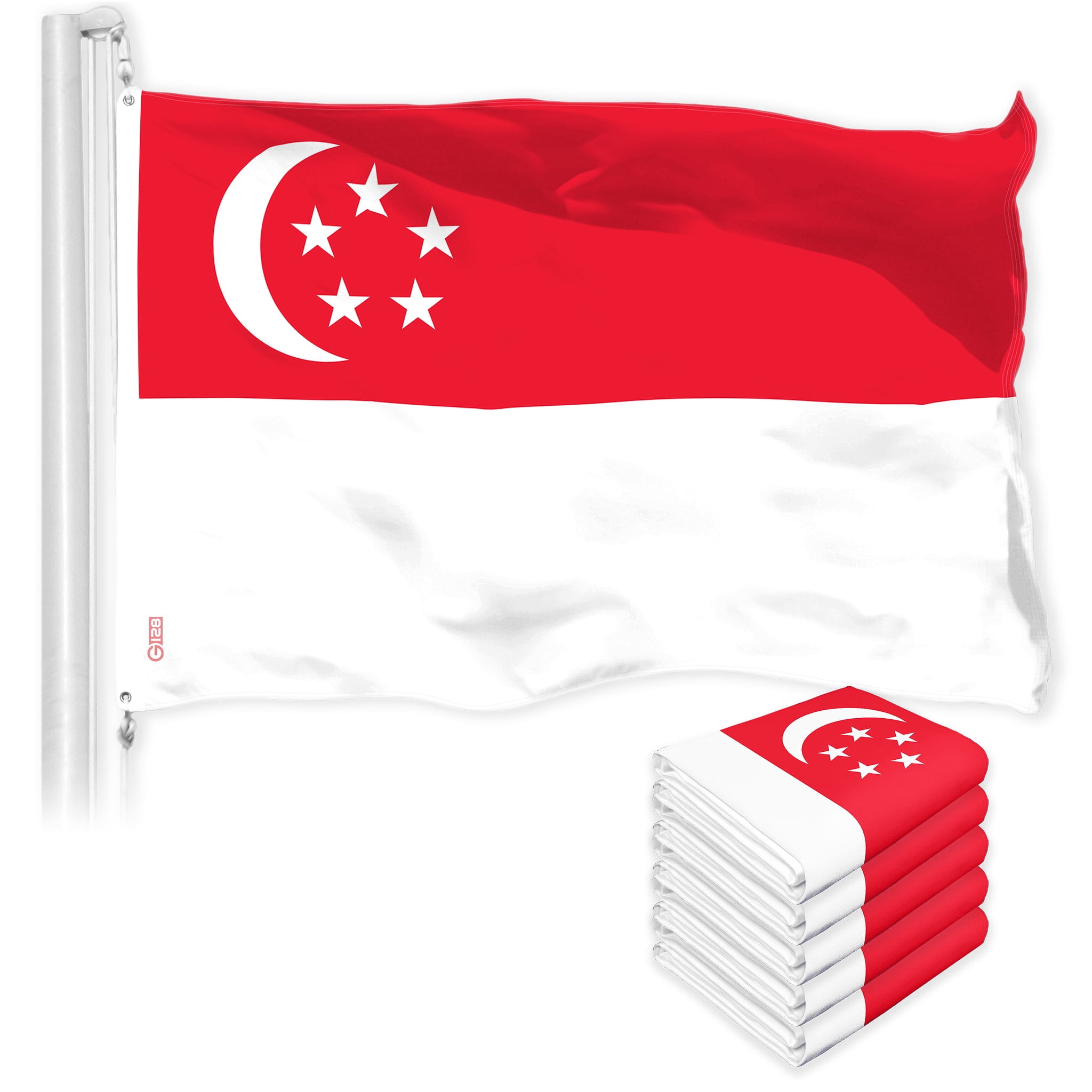 G128 5 Pack: Singapore Singaporean Flag | 3x5 Ft | LiteWeave Pro Series ...