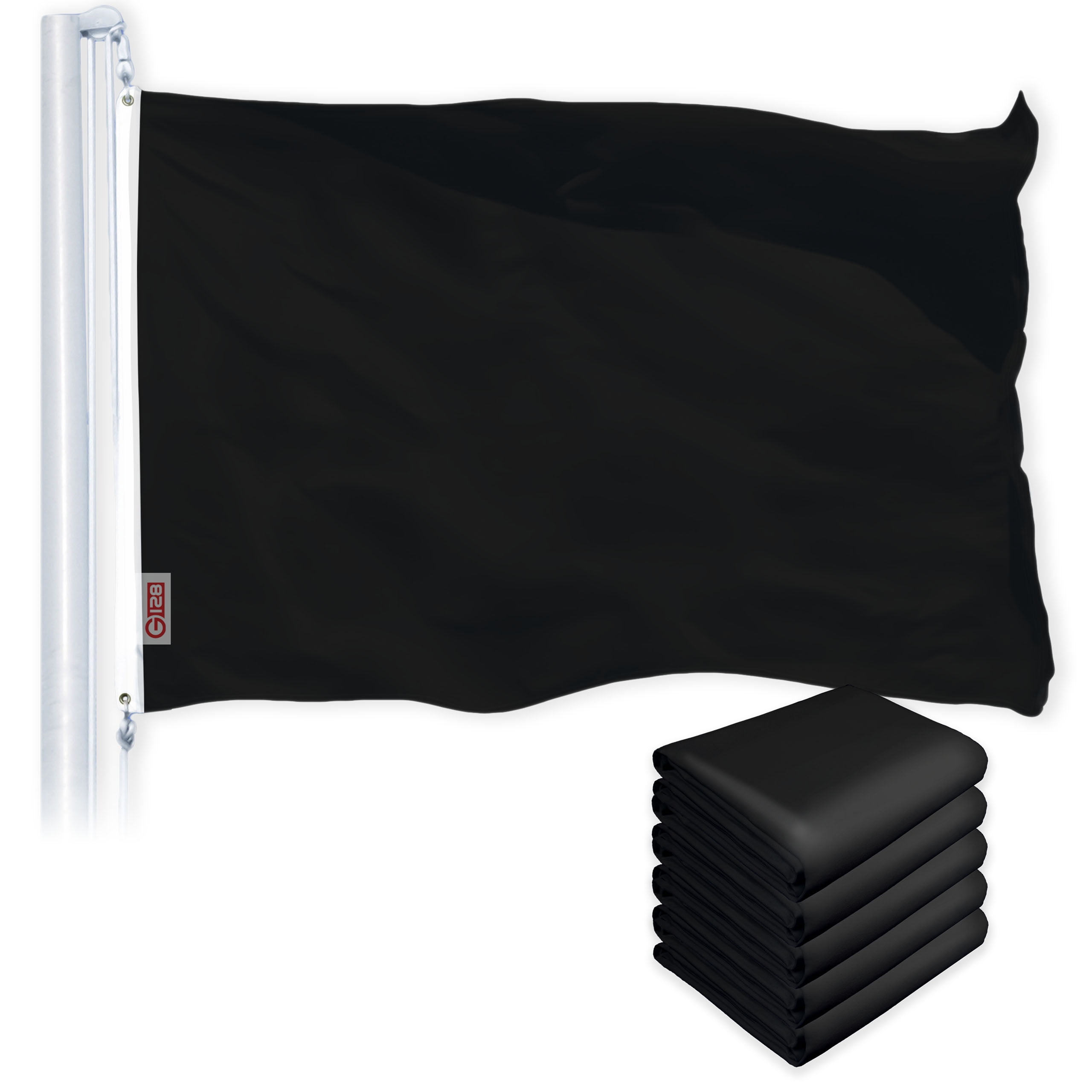 G128 5 Pack: Solid Black Color Flag | 4x6 Ft | LiteWeave Pro Series ...