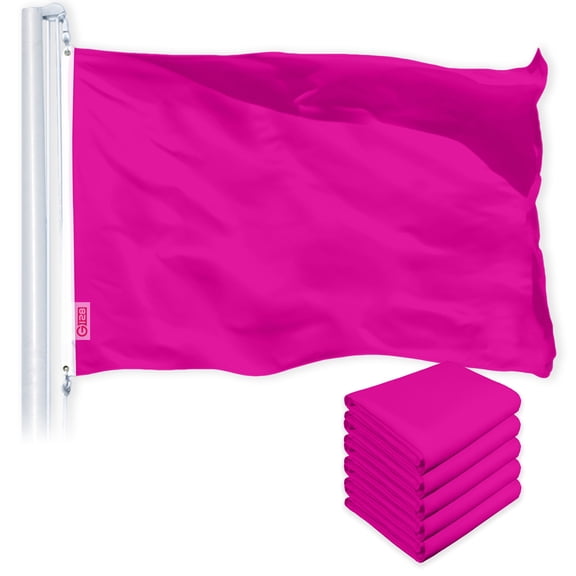 G128 5 Pack: Solid Magenta Color Flag | 2x3 Ft | LiteWeave Pro Series Printed 150D Polyester | Indoor/Outdoor, Vibrant Colors, Brass Grommets, Thicker and More Durable Than 100D 75D Polyester