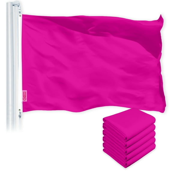 G128 5 Pack: Solid Magenta Color Flag | 4x6 Ft | LiteWeave Pro Series Printed 150D Polyester | Indoor/Outdoor, Vibrant Colors, Brass Grommets