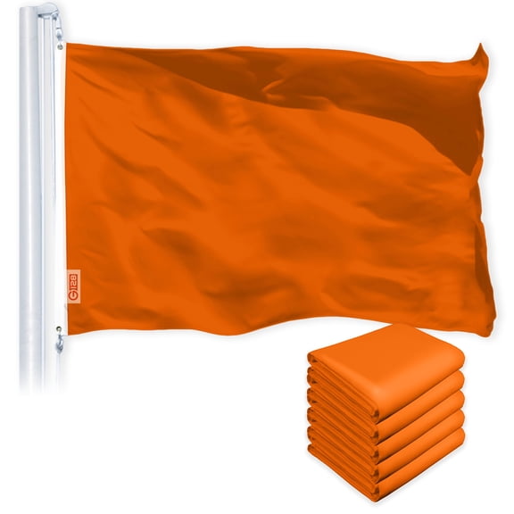 G128 5 Pack: Solid Orange Color Flag | 4x6 Ft | LiteWeave Pro Series Printed 150D Polyester | Indoor/Outdoor, Vibrant Colors, Brass Grommets