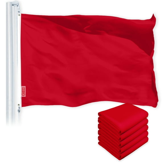 G128 5 Pack: Solid Red Color Flag | 4x6 Ft | LiteWeave Pro Series Printed 150D Polyester | Indoor/Outdoor, Vibrant Colors, Brass Grommets