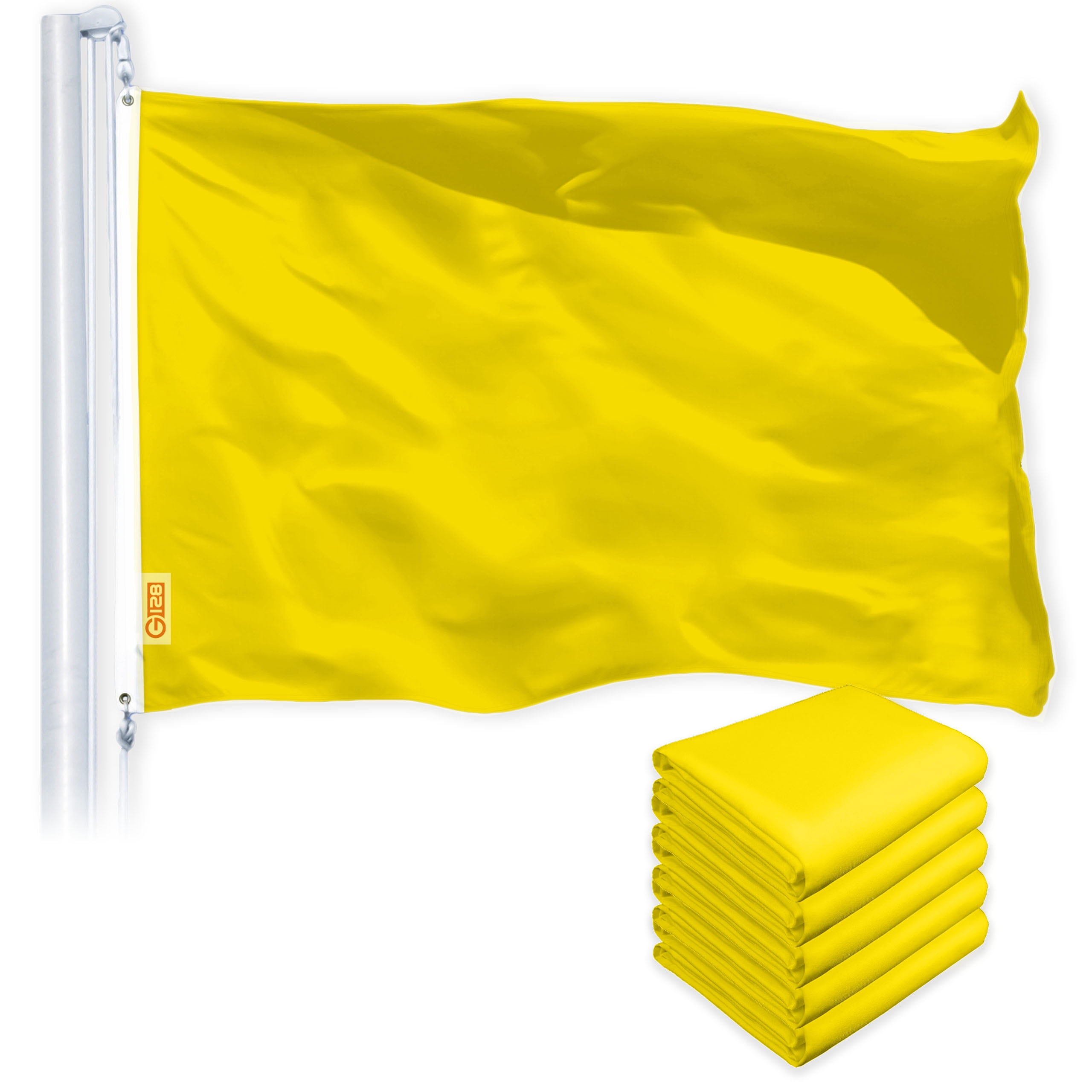 G128 5 Pack: Solid Yellow Color Flag | 4x6 Ft | LiteWeave Pro Series ...