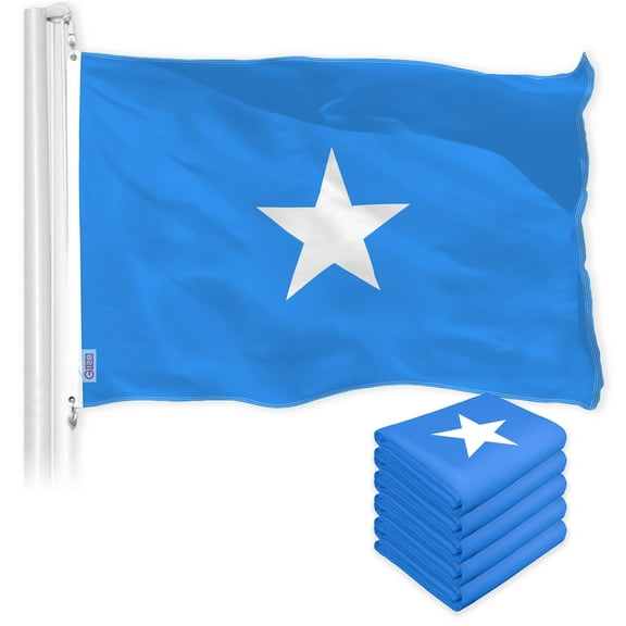 G128  5 Pack: Somalia (Somali) Flag | 3x5 feet | Printed 150D  Indoor/Outdoor, Vibrant Colors, Brass Grommets, Quality Polyester, Much Thicker More Durable Than 100D 75D Polyester