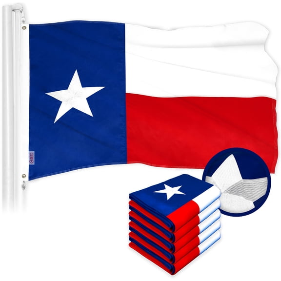 G128 5 Pack: Texas TX State Flag | 20x30 In | ToughWeave Series Embroidered 300D Polyester | Embroidered Design, Indoor/Outdoor, Brass Grommets