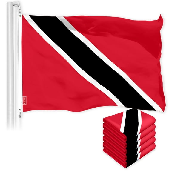 G128 5 Pack: Trinidad and Tobago Flag | 3x5 Ft | LiteWeave Pro Series Printed 150D Polyester | Country Flag, Indoor/Outdoor, Vibrant Colors, Brass Grommets, Thicker and More Durable Than 100D 75D Poly