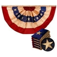 thumbnail image 1 of G128 - 5 Pack: USA Tea Stained Pleated Fan Flag 2x4FT Embroidered Polyester Stars and Stripes, 1 of 8