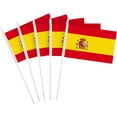 thumbnail image 1 of G128 50 Pack Handheld Spain Spanish Stick Flags | 4x6 In | Printed 150D Polyester, Country Flag, Solid Plastic Stick, Spear White Tip, 1 of 10