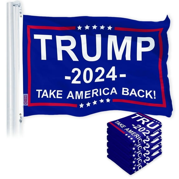 G128-(5pk) 3x5 FT 2024 Flag "Take America Back" Blue Flag 150D Polyester