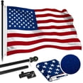 thumbnail image 1 of G128 - 6 Feet Tangle Free Spinning Flagpole (Black) American USA Flag Brass Grommets Spun Polyester 3x5 ft (Flag Included) Aluminum Flag Pole, 1 of 3