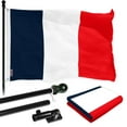 thumbnail image 1 of G128 - 6 Feet Tangle Free Spinning Flagpole (Black) Navy Blue NEW France French 3x5 FT Flag Brass Grommets Printed 150D (Flag Included) Aluminum Flag Pole, 1 of 6