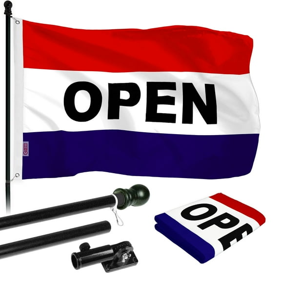 G128 - 6 Feet Tangle Free Spinning Flagpole (Black) Open Brass Grommets Printed 3x5 ft (Flag Included) Aluminum Flag Pole