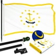 thumbnail image 1 of G128 - 6 Feet Tangle Free Spinning Flagpole (Black) Rhode Island Flag Brass Grommets Embroidered 3x5 ft (Flag Included) Aluminum Flag Pole, 1 of 7