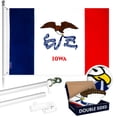 thumbnail image 1 of G128 - 6 Feet Tangle Free Spinning Flagpole (Silver) Iowa Double Sided Brass Grommets Embroidered 3x5 ft (Flag Included) Aluminum Flag Pole, 1 of 7